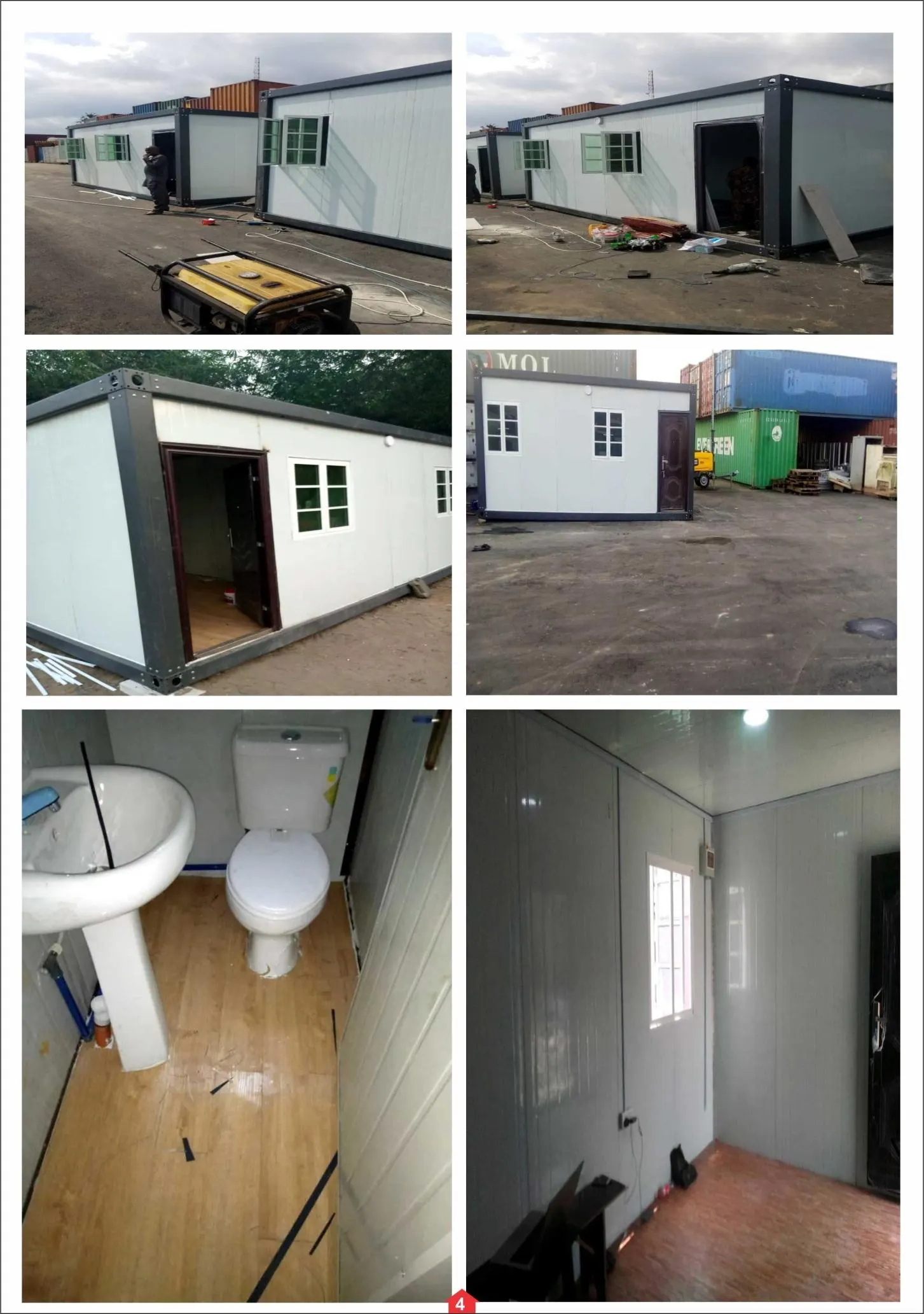 Portacabin units, interiors and sanitary facilities