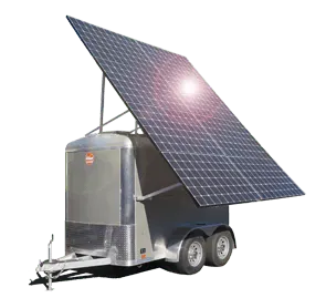 Solar generator trailer with panels raised